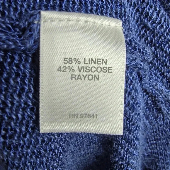 J. Jill Women's  Open Front Long Linen Blend Teal Sweater Size Large Petite - Picture 8 of 9